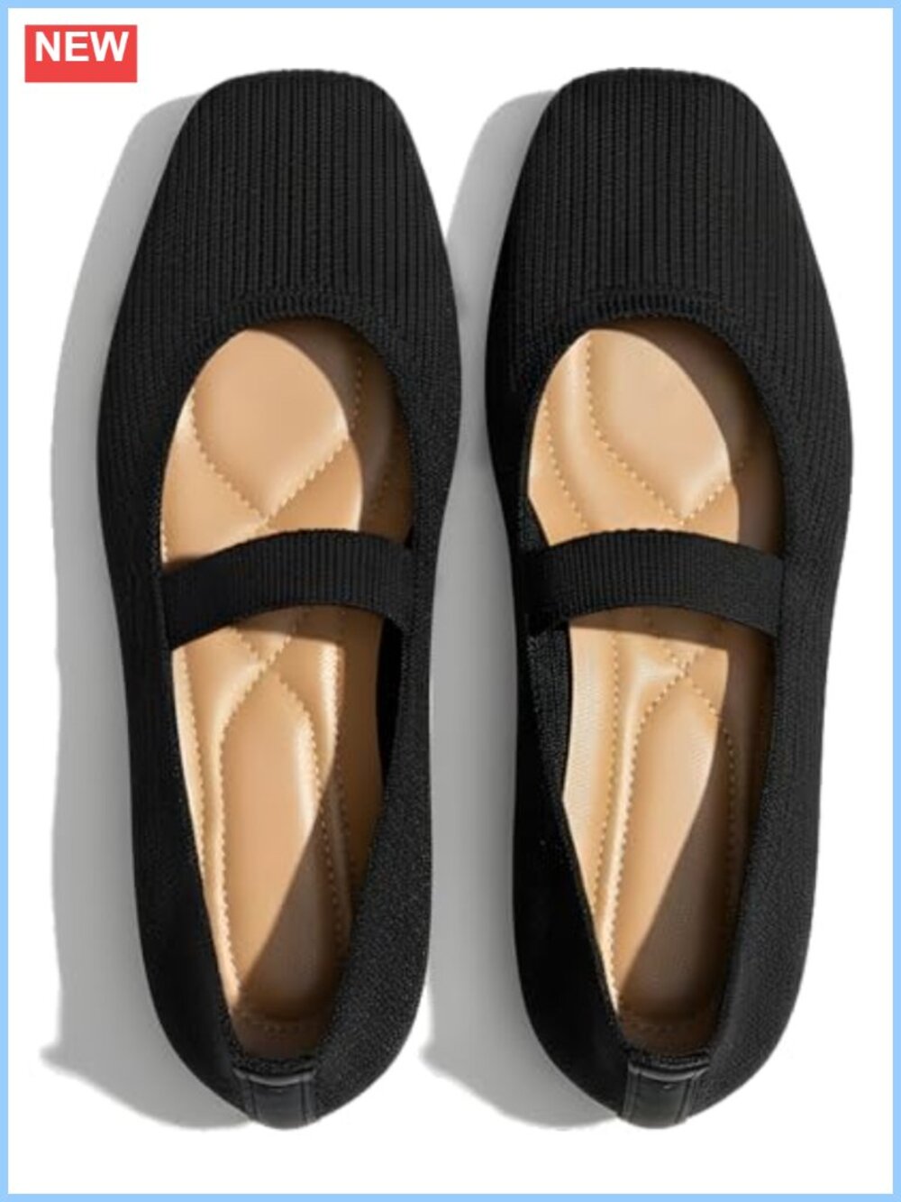 Mary Jane Flats Breathable Knit Ballet Flats Slip-On Walking Shoes